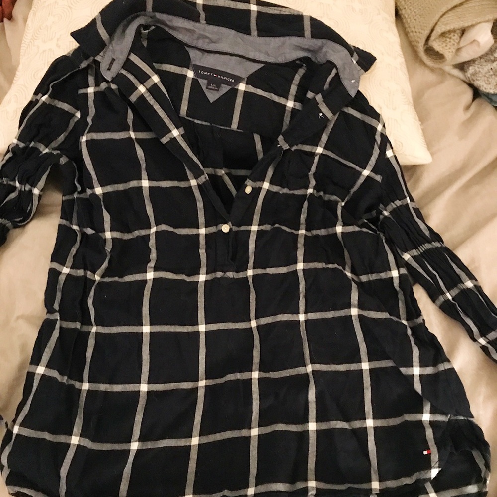 Tommy Hilfiger half button up shirt